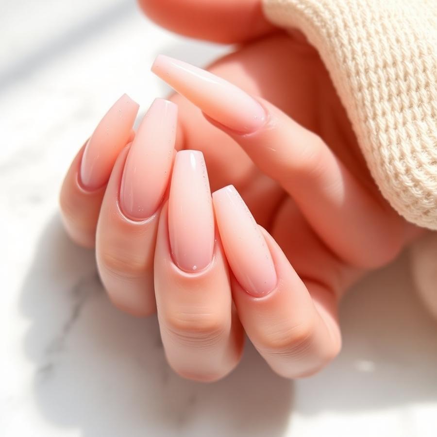 Babyboomer Nägel in Nude mit Glitzer